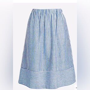 J.Crew Striped cotton-linen midi skirt